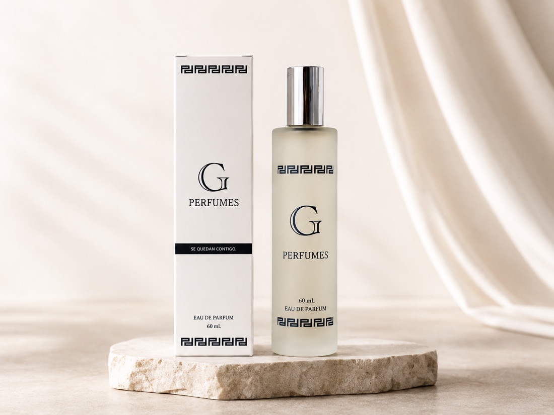 Caja y frasco de G Perfumes de 60 ml